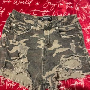 Women's Camouflage Distressed Shorts